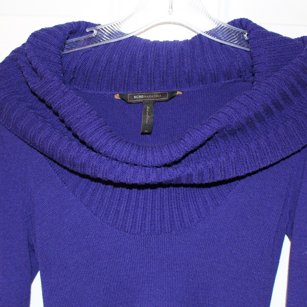 BCBGMaxAzria Long Sleeve Royal Blue/Purple Dress - Picture 4 of 4